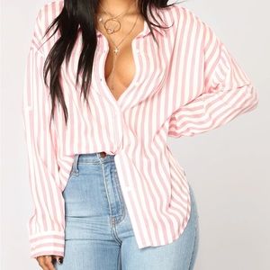 Striped Baby Pink Button Down-NEW